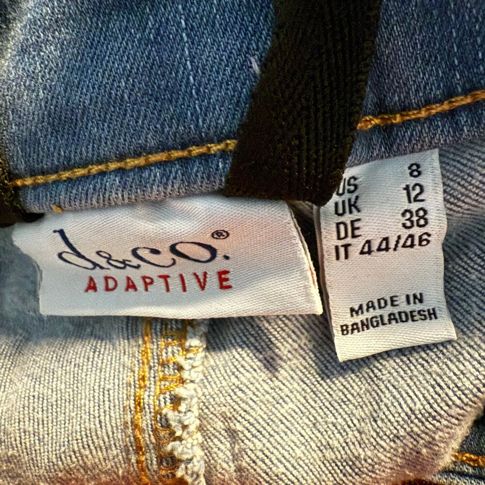 Denim & Co. Adaptive Cozy Slim Straight Cargo Jean Wheelchair Fit, Size 8, NWT - Picture 9 of 10